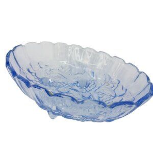 Indiana Glass Light Blue Garland Fruit Bowl Vintage Harvest Centerpiece‎ Footed